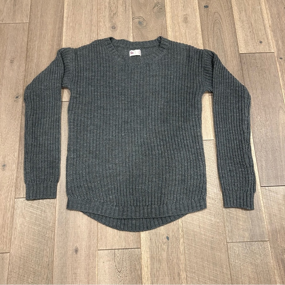 SO Girls Gray Cozy Knit Sweater Size XL 14/16 (Girls)